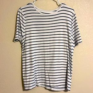 Women’s tee. Blue and white stripes.